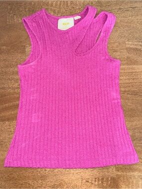 Maeve Anthropologie Pink Ribbed Cutout Tank Top Womens XS